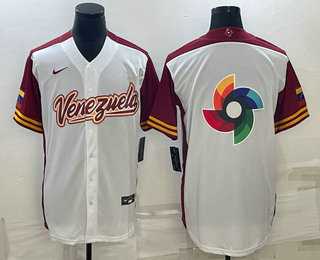 Men%27s Venezuela Baseball 2023 White World Big Logo With Patch Classic Stitched Jerseys->2023 world baseball classic->MLB Jersey
